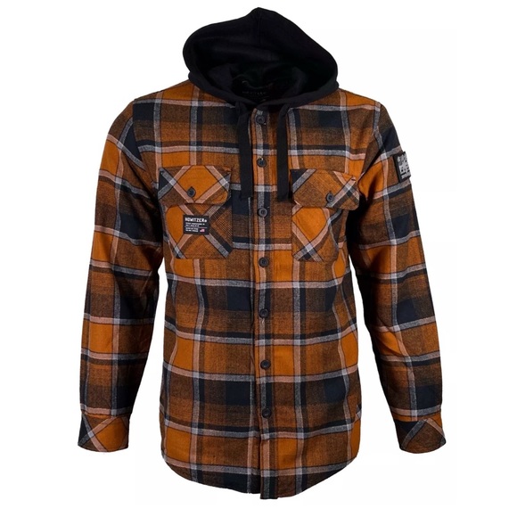 Howitzer Style Men's Flannel Hooded Shacket ARTILLERY Military Grunt Biker - Picture 3 of 17